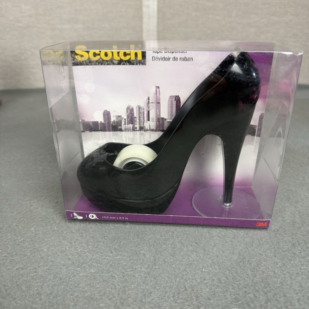 Scotch Tape Black High Heel Shoe Stiletto Tape Dispenser 2010 NEW OS